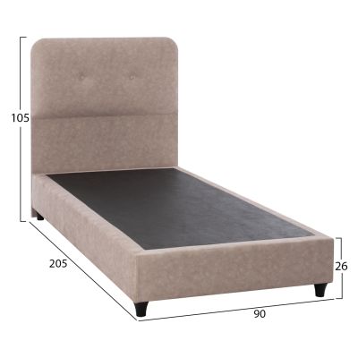 BED DOLORES HM649.22 BEIGE T.NUBUCK FABRIC 90X200