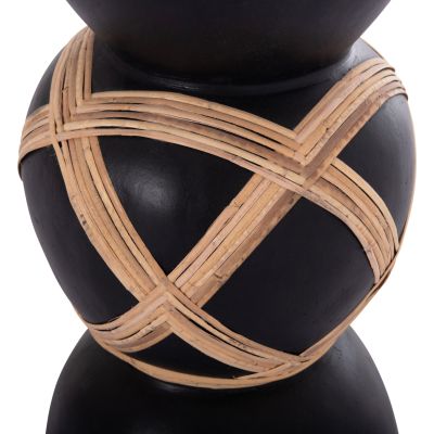 DECORATIVE FLOOR VASE MAYNARD HM4672.01L TERRACOTTA IN BLACK COLOR--RATTAN Φ32x62.5Hcm.