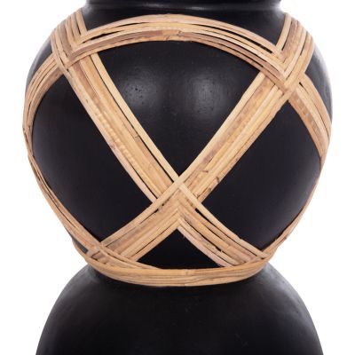 DECORATIVE FLOOR VASE MAYNARD HM4672.01L TERRACOTTA IN BLACK COLOR--RATTAN Φ32x62.5Hcm.