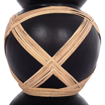 DECORATIVE FLOOR VASE MAYNARD HM4672.01L TERRACOTTA IN BLACK COLOR--RATTAN Φ32x62.5Hcm.