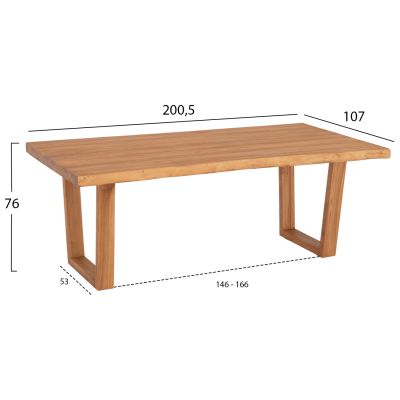 DINING TABLE LEOPOLD HM9933.01 SOLID TEAK WOOD- NATURAL COLOR 200.5x107x76Hcm.