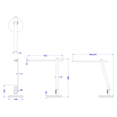 DESK LAMP LED BLAIN PRO HM4445.08 BRUSHED SILVER COLOR Φ19x49,9Hcm.