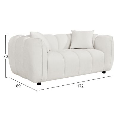 SOFA 2-SEATER LYKKE -ECRU FABRIC 172x89x70Hcm.