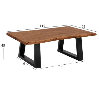 COFFEE TABLE MONTANA HM8166.21 TOP THICKNESS 4cm.ACACIA WOOD IN LIGHT NATURAL COLOR 115x63x40Hcm.