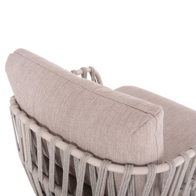 OUTDOOR LOUNGE SET 4PCS SABO HM6208.02 CREAM WHITE ALUMINUM-BEIGE P.E.ROPE & OLEFIN FABRIC-TEAK WOOD IN NATURAL