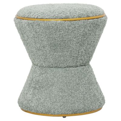 STOOL ROUND LINNER HM9604.15 BOUCLE FABRIC PISTACHIO GREEN-GOLD DETAIL Φ38,5x43Hcm.