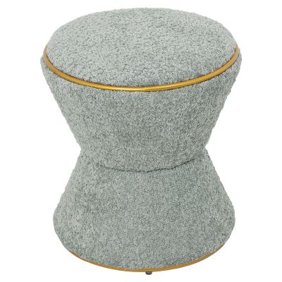 STOOL ROUND LINNER HM9604.15 BOUCLE FABRIC PISTACHIO GREEN-GOLD DETAIL Φ38,5x43Hcm.