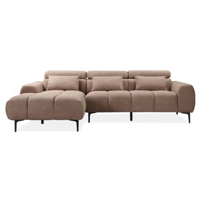 CORNER SOFA LEFT DIVYA HM3267.01L SYNTHETIC SUEDE IN LIGHT BROWN 264x175x99Hcm.