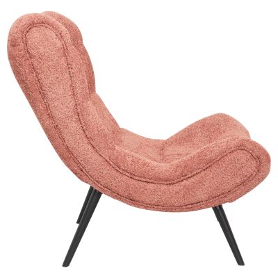 ARMCHAIR BRYM HM9605.02 PINK BOUCLE FABRIC-BLACK WOODEN LEGS 97x80x100Hcm.