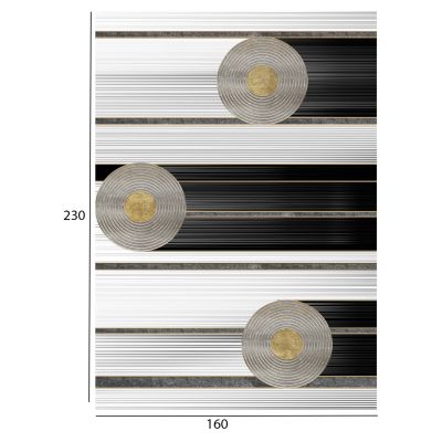 Килим JOSIANE HM7675.24 160X230см, бяло-черно-златни дискове