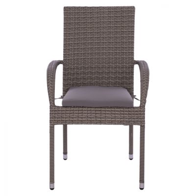 Armchair HM5685.01 Metallic with pillow Wicker grey 55x64x93cm