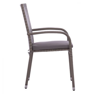 Armchair HM5685.01 Metallic with pillow Wicker grey 55x64x93cm