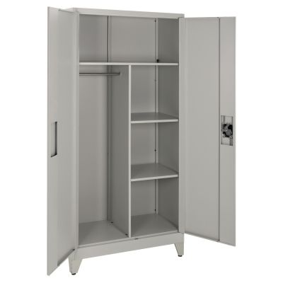 WARDROBE METALLIC WITH LEGS CLOD HM11981 2-LEAF WITH DIVIDER- LIGHT GREY 90Χ40Χ190Hcm.