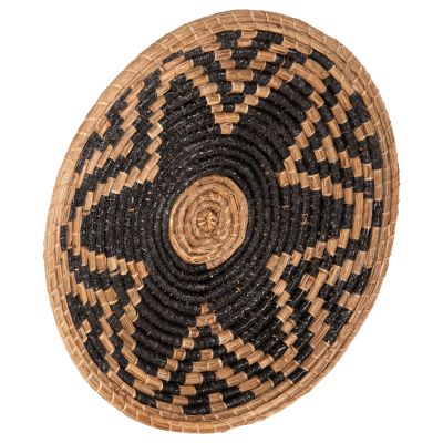 WALL DECOR ROUND HM7863 MENDONG GRASS IN NATURAL-BLACK Φ51x6(depth)cm