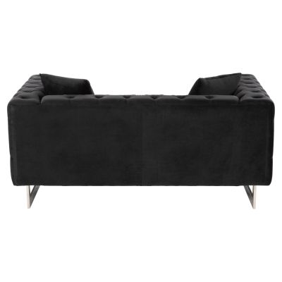 SOFA 2-SEATER t.CHESTERFIELD MOBAR HM3262.04 BLACK VELVET-METAL LEGS 154x85x68Hcm.