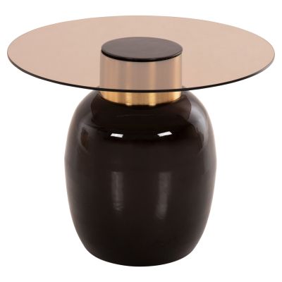 SIDE TABLES 2PCS FRYN HM9663 METAL IN BROWN AND GOLD Φ60 &Φ50 cm.