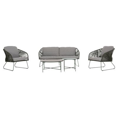OUTDOOR LOUNGE SET 5PCS VERMONT HM6504.07 METAL-ROPE-GLASS--GREEN COLOR