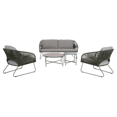 OUTDOOR LOUNGE SET 5PCS VERMONT HM6504.07 METAL-ROPE-GLASS--GREEN COLOR
