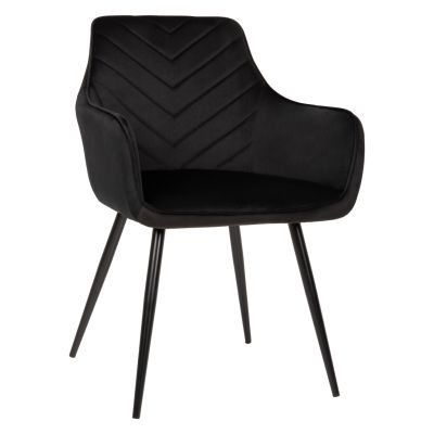 ARMCHAIR LATRELL HM8582.04 BLACK VELVET & BLACK METAL LEGS 55x57x84Hcm.