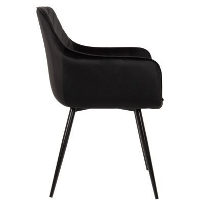 ARMCHAIR LATRELL HM8582.04 BLACK VELVET & BLACK METAL LEGS 55x57x84Hcm.