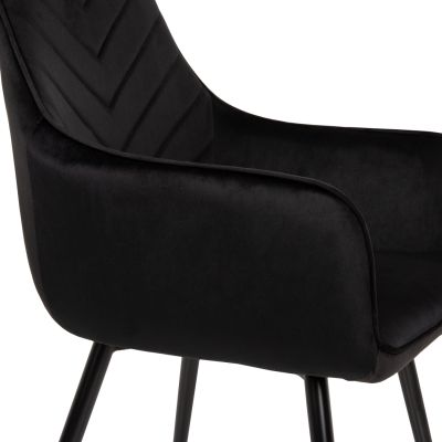 ARMCHAIR LATRELL HM8582.04 BLACK VELVET & BLACK METAL LEGS 55x57x84Hcm.