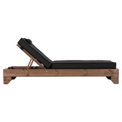 BEACH LOUNGER KORINOS HM10773.05T PINE WOOD IN WALNUT--CUSHION IN BLACK 79x204x80Hcm.