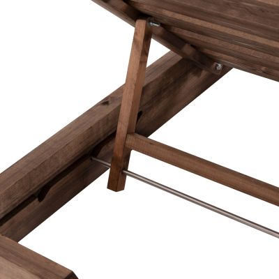 BEACH LOUNGER KORINOS HM10773.05T PINE WOOD IN WALNUT--CUSHION IN BLACK 79x204x80Hcm.