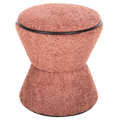 STOOL ROUND LINNER HM9604.02 BOUCLE FABRIC PINK-BLACK DETAIL D38x44 cm.