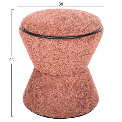 STOOL ROUND LINNER HM9604.02 BOUCLE FABRIC PINK-BLACK DETAIL D38x44 cm.