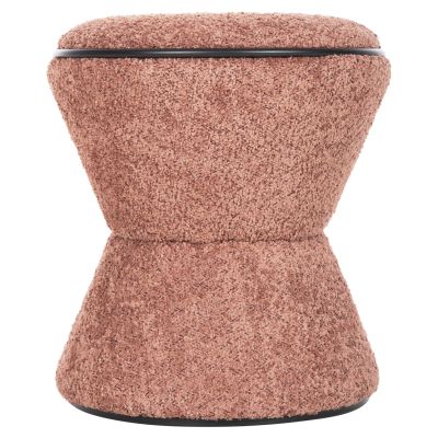 STOOL ROUND LINNER HM9604.02 BOUCLE FABRIC PINK-BLACK DETAIL D38x44 cm.