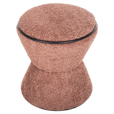 STOOL ROUND LINNER HM9604.02 BOUCLE FABRIC PINK-BLACK DETAIL D38x44 cm.