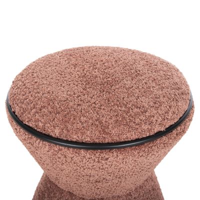 STOOL ROUND LINNER HM9604.02 BOUCLE FABRIC PINK-BLACK DETAIL D38x44 cm.