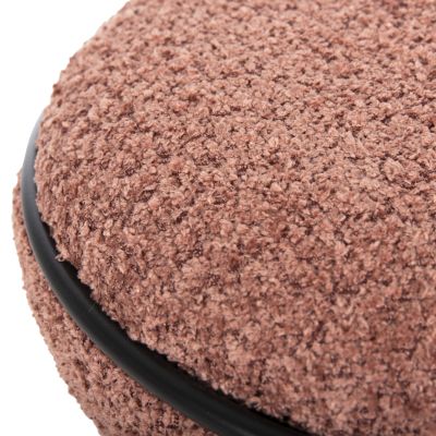 STOOL ROUND LINNER HM9604.02 BOUCLE FABRIC PINK-BLACK DETAIL D38x44 cm.