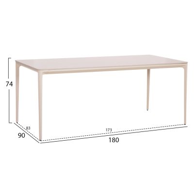 DINING TABLE STAD HM6557.02 BEIGE ALUMINUM FRAME--WHITE SINTERED STONE 180x90x74Hcm.