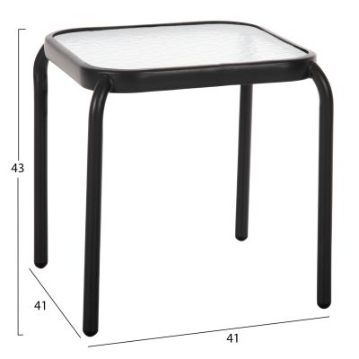 ВЪНШНА ПОМОЩНА МАСА КВАДРАТНА DIDO HM5975.01 МЕТАЛ В АНТРАЦИТ-СТЪКЛО 41x41x43Hcm.