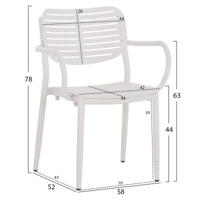 DINING CHAIR HILLIARD HM6644.02 ALUMINUM IN WHITE COLOR 58x52x78Hcm.