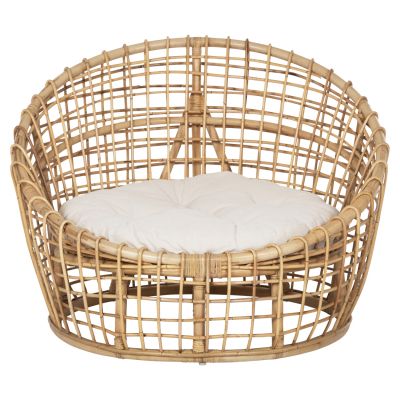 ARMCHAIR-NEST ENTO HM9814 RATTAN IN NATURAL SHADE-BEIGE CUSHION 85x75x67Hcm.