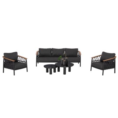 OUTDOOR LOUNGE SET 5PCS STREAM HM6426.01 DARK GREY ALUMINUM-STRAP ROPE- OLEFIN FABRIC
