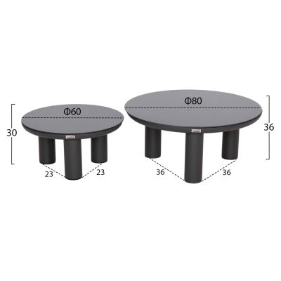 OUTDOOR LOUNGE SET 5PCS STREAM HM6426.01 DARK GREY ALUMINUM-STRAP ROPE- OLEFIN FABRIC