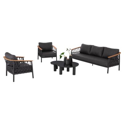 OUTDOOR LOUNGE SET 5PCS STREAM HM6426.01 DARK GREY ALUMINUM-STRAP ROPE- OLEFIN FABRIC