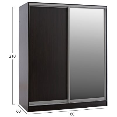 WARDROBE 2-LEAF HM2434.02 ADLER SLIDING DOORS MIRROR WENGE 160x60x210H