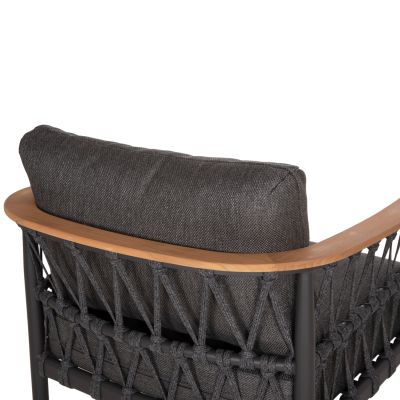 OUTDOOR LOUNGE SET 5PCS STREAM HM6426.01 DARK GREY ALUMINUM-STRAP ROPE- OLEFIN FABRIC