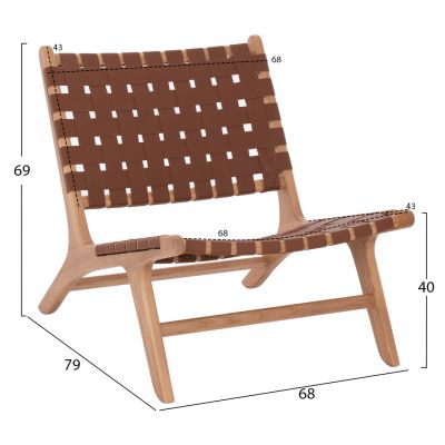 HM9326.01 КРЕСЛО FELIPE TOON WOOD PU плетено 68X79X69H