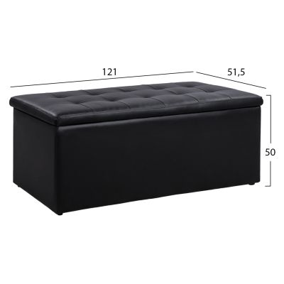 Stool PU with Storage Space Triscube Black HM223.01 121x51.5x50cm