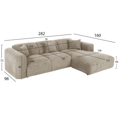 CORNER SOFA BRICKEN HM3275.01R BEIGE FABRIC 110-282x98-160x72Hcm.