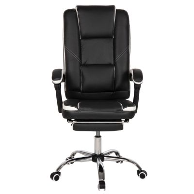 OFFICE CHAIR SEENA HM1190.02 BLACK-WHITE PU-FOLDING FOOTREST 62x65x115Hcm.