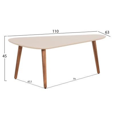 SET 2PCS COFFEE TABLES PRANTIS HM10732.02 FIBER CEMENT IN BEIGE--ACACIA WOOD LEGS