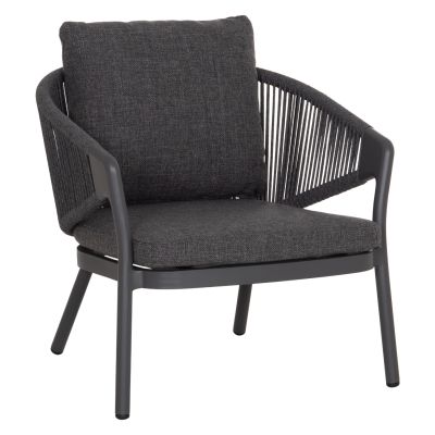 LOUNGE ALUMINUM CHAIR XANTION HM6471.01 WITH ROPE & CUSHIONS--GREY 71.5x77x78Hcm.