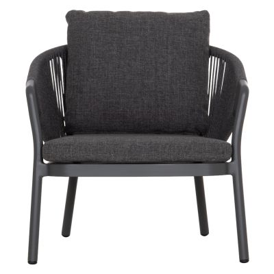 LOUNGE ALUMINUM CHAIR XANTION HM6471.01 WITH ROPE & CUSHIONS--GREY 71.5x77x78Hcm.