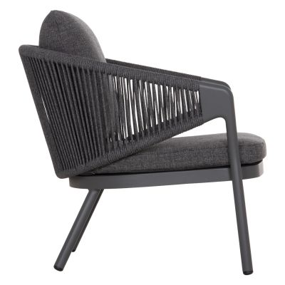 LOUNGE ALUMINUM CHAIR XANTION HM6471.01 WITH ROPE & CUSHIONS--GREY 71.5x77x78Hcm.
